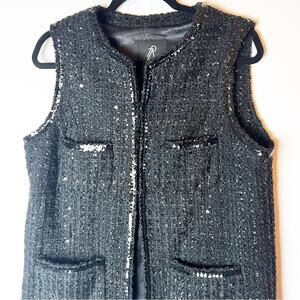 SZ M Rachel Zoe Black Wool Silk Blend Vest